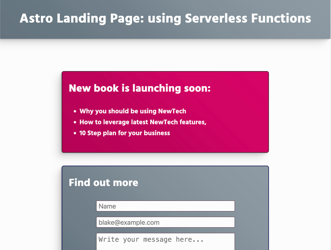 Astro Landing Page Form: Netlify Serverless Contact Form | Rodney Lab