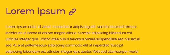 Astro Scroll to Anchor: Image is zoomed in on a paragraph of text with a heading above. Following the heading text is a link icon.